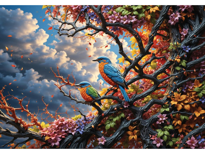 Autumnal Birds - AI Art Wall Mural for Contemporary Interiors Autumnal Birds - AI Art Wall Mural for Contemporary Interiors