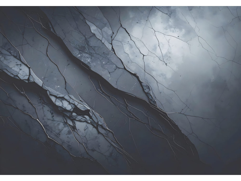 Midnight Cracks Abstract Marble - AI Art Wall Mural for Contemporary Interiors