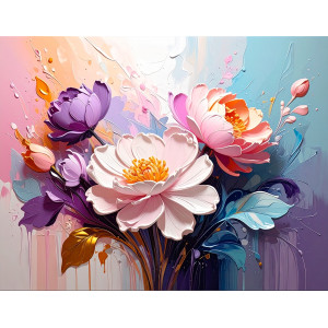 Soft Color Bloom Modern Floral Composition Wall Mural | Wall4Soul