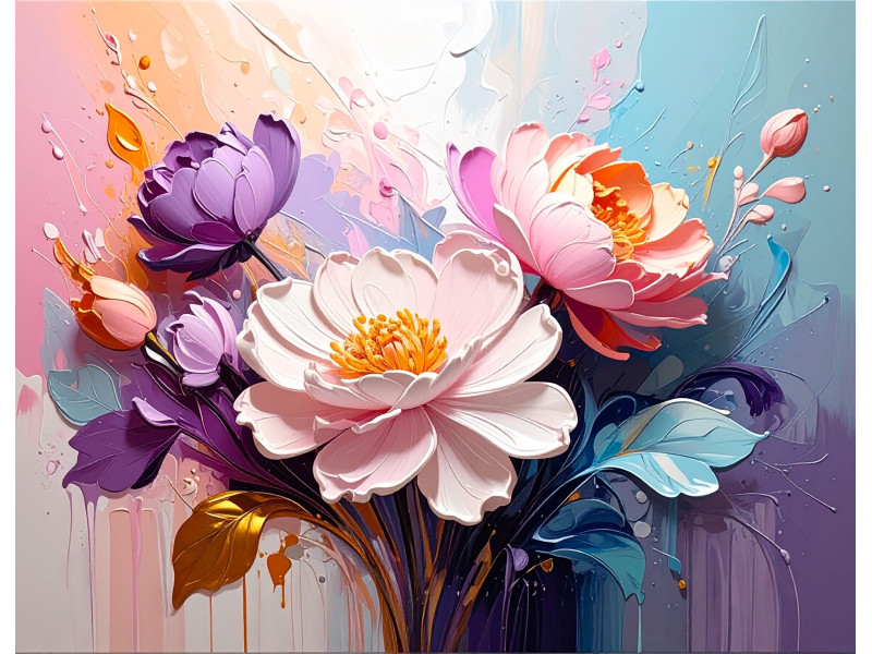 Soft Color Bloom Modern Floral Composition Wall Mural Soft Color Bloom Modern Floral Composition Wall Mural