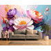 Soft Color Bloom Modern Floral Composition Wall Mural Soft Color Bloom Modern Floral Composition Wall Mural