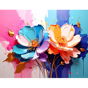 Delicate Peony Bouquet Artistic Splash Wall Mural | Wall4Soul