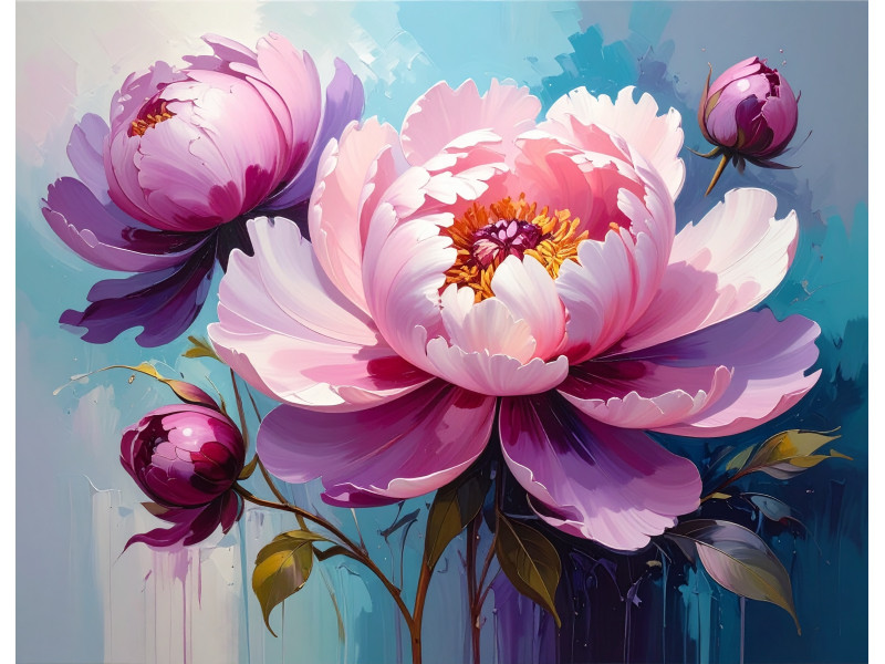 Bright Floral Contrast Modern Art Wall Mural Bright Floral Contrast Modern Art Wall Mural