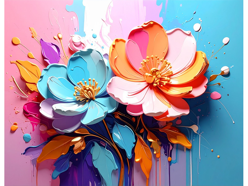 Vibrant Bloom Duo Abstract Floral Wall Mural Vibrant Bloom Duo Abstract Floral Wall Mural