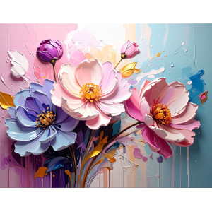 Color Splash Bouquet Modern Floral Wall Mural