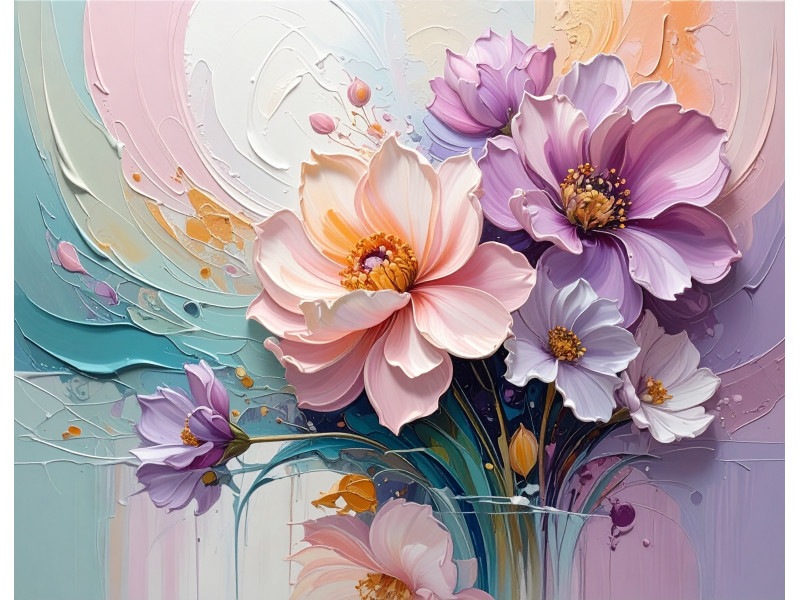 Elegant Floral Swirl Artistic Bouquet Wall Mural Elegant Floral Swirl Artistic Bouquet Wall Mural