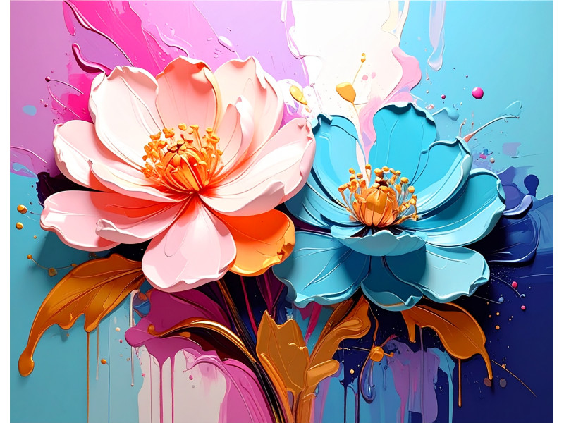Vivid Bloom Contrast Modern Floral Art Wall Mural
