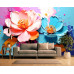 Vivid Bloom Contrast Modern Floral Art Wall Mural