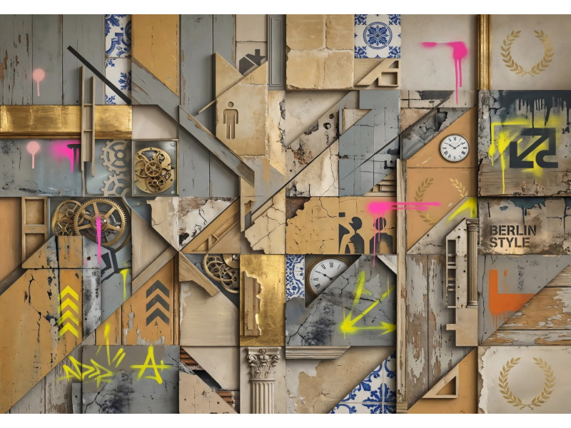Berlin Style Geometric Urban Wall Mural