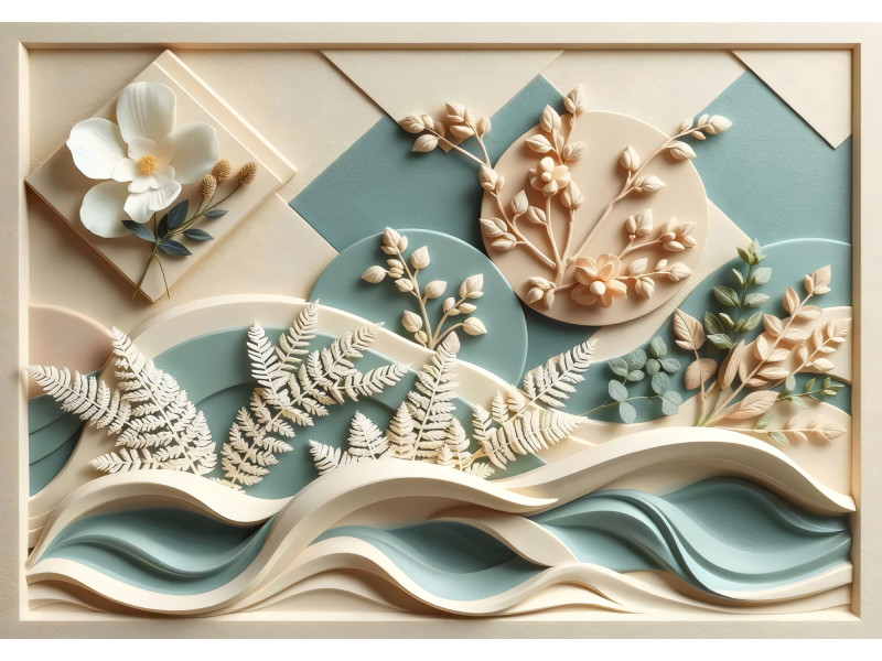 Pastel Botanical Relief Abstract Wall Mural Pastel Botanical Relief Abstract Wall Mural