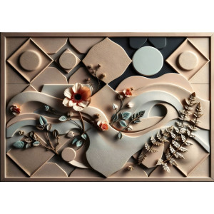Elegant Floral Geometry Relief Wall Mural Elegant Floral Geometry Relief Wall Mural