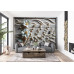 White Botanical Relief Modern Wall Mural