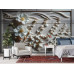 White Botanical Relief Modern Wall Mural