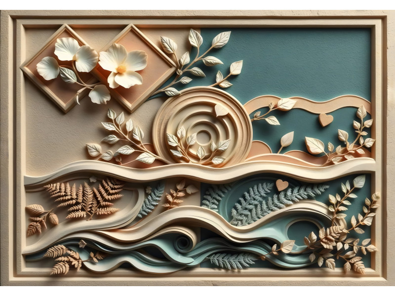 Layered Botanical Waves Abstract Wall Mural