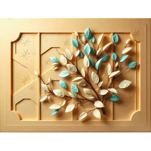 Minimal Leaf Relief Geometric Wall Mural