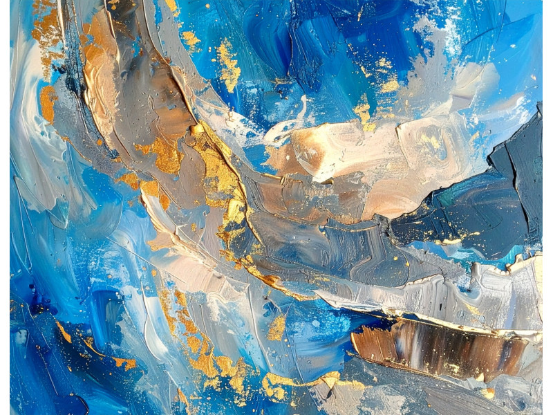 Blue Gold Abstract Texture Art Wall Mural