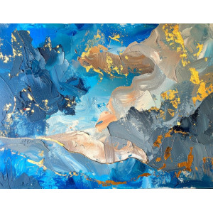 Blue Gold Luxury Abstract Texture Wall Mural