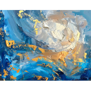 Blue Gold Fluid Abstract Texture Wall Mural