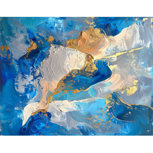 Ocean Blue Gold Abstract Art Wall Mural Ocean Blue Gold Abstract Art Wall Mural | Wall4Soul