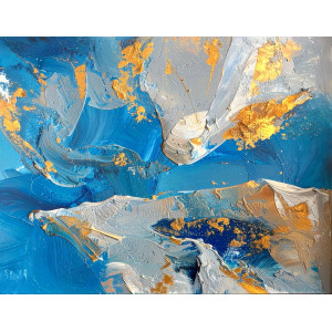Rich Blue Gold Painterly Texture Wall Mural