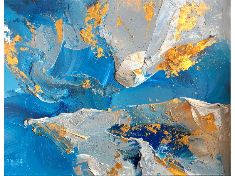 Rich Blue Gold Painterly Texture Wall Mural Rich Blue Gold Painterly Texture Wall Mural