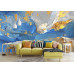 Rich Blue Gold Painterly Texture Wall Mural Rich Blue Gold Painterly Texture Wall Mural