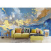Blue Gold Contemporary Abstract Art Mural Blue Gold Contemporary Abstract Art Mural