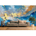 Blue Gold Contemporary Abstract Art Mural Blue Gold Contemporary Abstract Art Mural