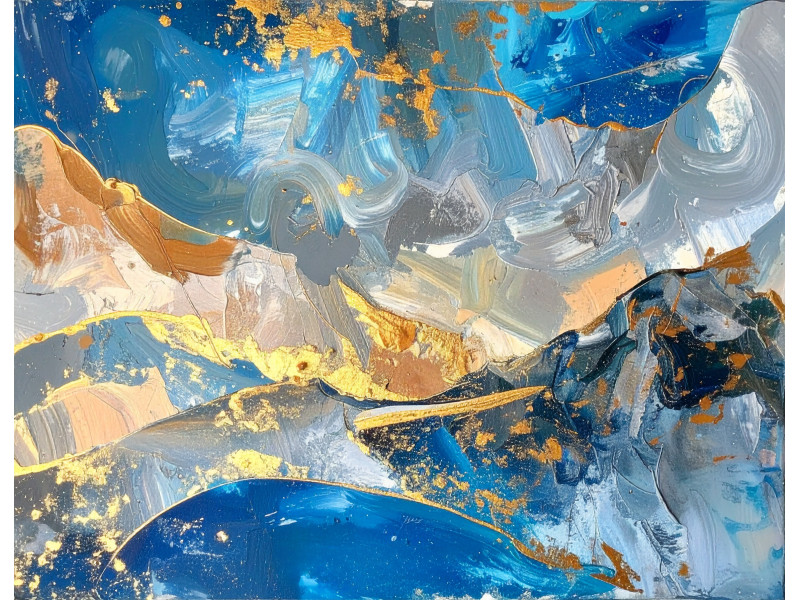 Layered Blue Gold Abstract Texture Wall Mural