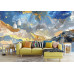 Layered Blue Gold Abstract Texture Wall Mural