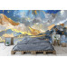 Layered Blue Gold Abstract Texture Wall Mural