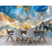 Layered Blue Gold Abstract Texture Wall Mural