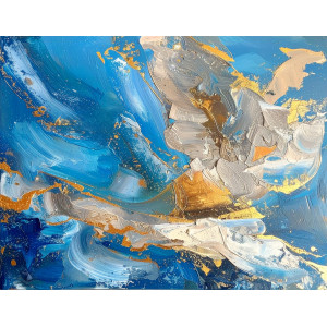 Dynamic Blue Gold Brushstroke Wall Mural | Wall4Soul