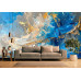 Elegant Blue Gold Fluid Art Wall Mural Elegant Blue Gold Fluid Art Wall Mural