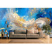 Premium Blue Gold Abstract Canvas Style Mural