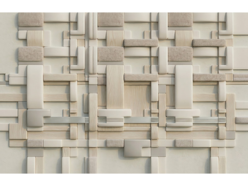 Neutral 3D Geometric Wood Panel Wall Mural Neutral 3D Geometric Wood Panel Wall Mural