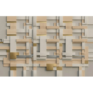 Natural Wood Beige Geometric Wall Mural Natural Wood Beige Geometric Wall Mural | Wall4Soul