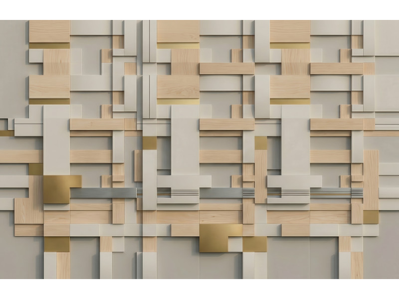 Natural Wood Beige Geometric Wall Mural Natural Wood Beige Geometric Wall Mural