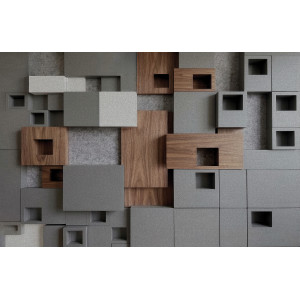 Dark Wood Concrete 3D Cube Wall Mural | Wall4Soul