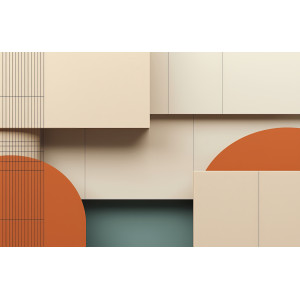 Minimalist Beige Orange Geometric Wall Mural