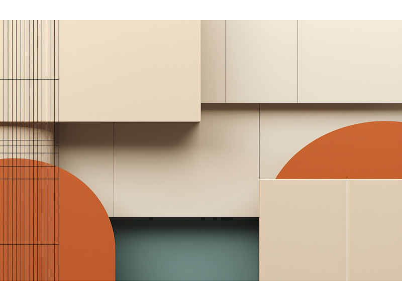 Minimalist Beige Orange Geometric Wall Mural