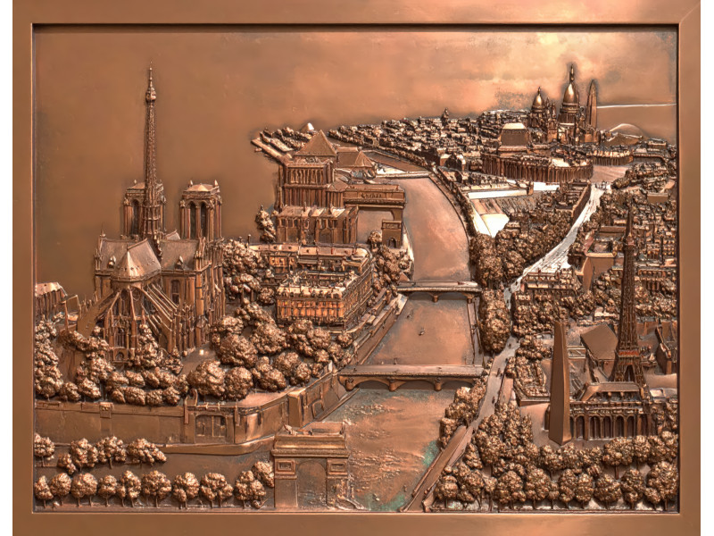 Bronze Paris Cityscape Relief Wall Mural
