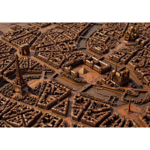 3D Paris Aerial City Map Wall Mural | Wall4Soul