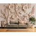 Elegant Beige Floral Relief Wall Mural Elegant Beige Floral Relief Wall Mural