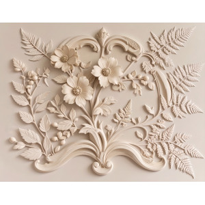 Classic Ornamental Floral Relief Wall Mural
