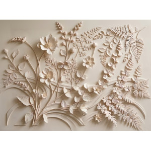 Vintage Botanical Relief Wall Mural | Wall4Soul