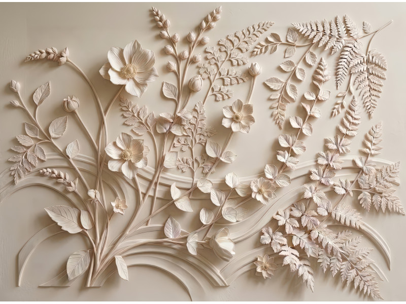 Vintage Botanical Relief Wall Mural Vintage Botanical Relief Wall Mural