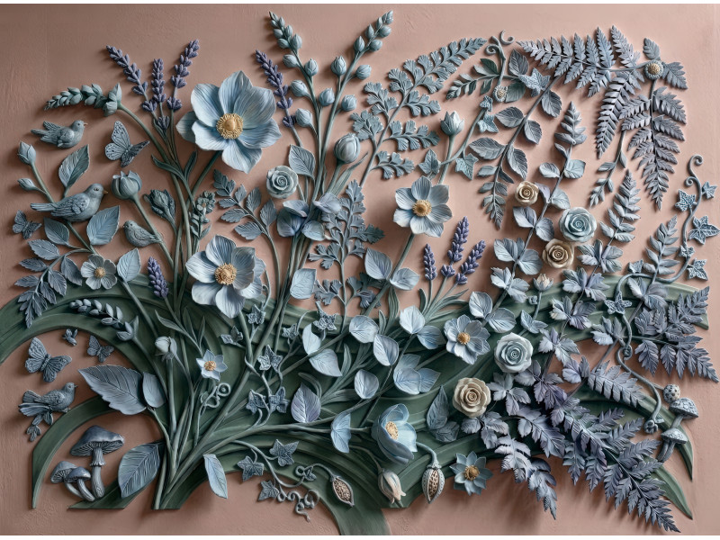 Colorful Botanical Garden Relief Wall Mural Colorful Botanical Garden Relief Wall Mural