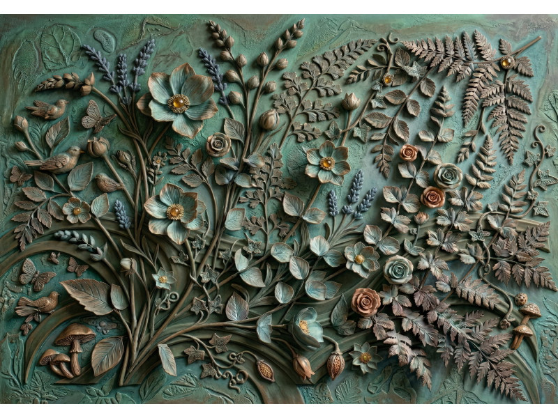 Green Botanical Nature Relief Wall Mural Green Botanical Nature Relief Wall Mural