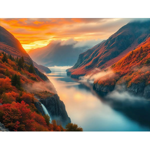 Golden Sunset Fjord Landscape Wall Mural Golden Sunset Fjord Landscape Wall Mural | Wall4Soul